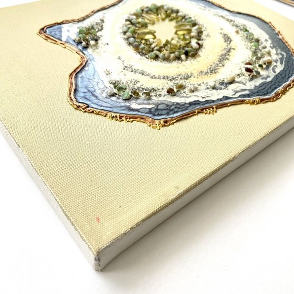 Geode Love - Original Wall Art Mixed Media Faux Geode Signed Painting 11”x14” - Picture 6 of 8